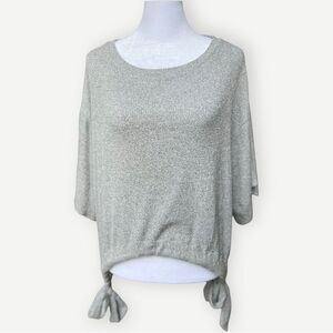 Gap Soft Spun Drop Sleeve Tie Detail Flowy Relaxed Fit Gray Top. Shirt. Medium.
